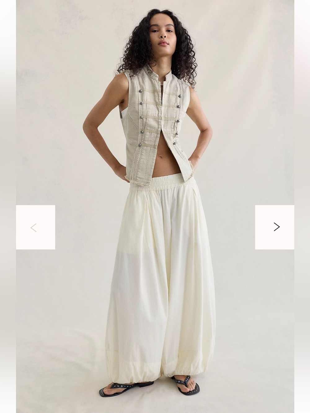 Free People Balloon Wide-Leg Drawstring Pants in Off-White